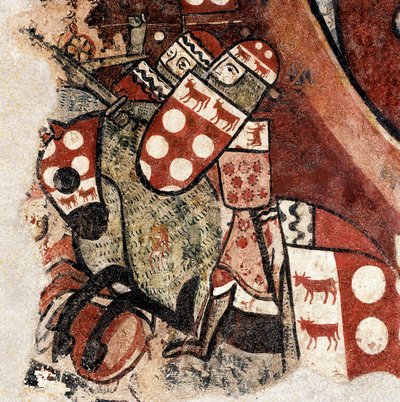 マヨルカの征服」の師によるフレスコ画の細部 作： Master of the Conquest of Mallorca