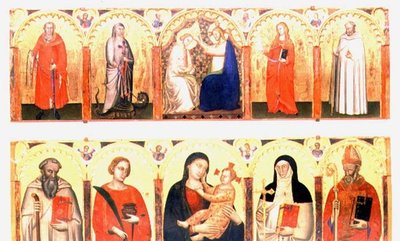 聖女と聖人の戴冠」（パネルにテンペラ 作： Master of the Dominican Effigies