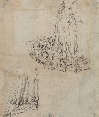 ひざまずいて祈りを捧げる女性像 [裏面] 作： Master of the Drapery Studies