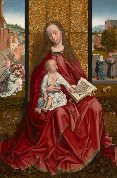 マリアは子供と一緒に即位した。 1500年頃 作： Master of the Embroidered Foliage
