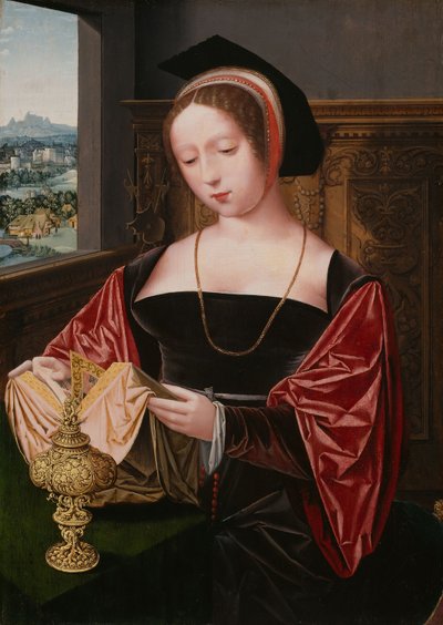 読書する婦人（マグダラの聖マリア） 1530年頃 油彩・パネル 作： Master of the Female Half Lengths