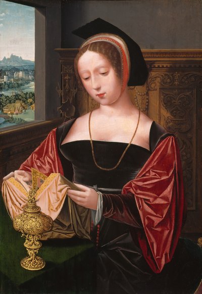 マグダラの聖母を読む女性、1530年頃 作： Master of the Female Half Lengths