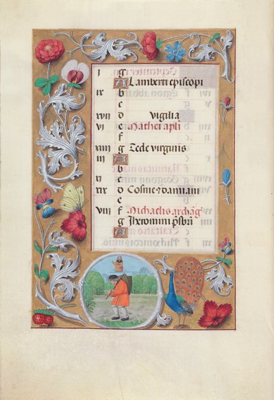 スペイン女王イザベラの時間：  フォル10v, September 作： Master of the First Prayerbook of Maximillian