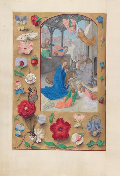 女王イザベラカトリック、スペイン女王の時間：フォル。 126v、キリスト降誕、c。 1500。 作： Master of the First Prayerbook of Maximillian