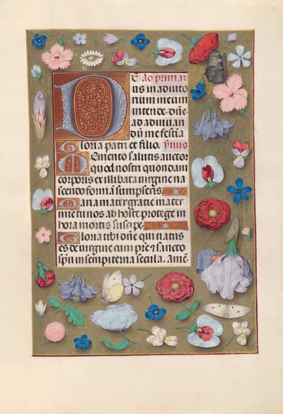 女王イザベラカトリック、スペイン女王の時間：フォル。 127r、c。 1500。 作： Master of the First Prayerbook of Maximillian