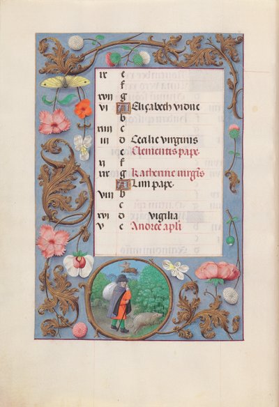 スペイン女王イザベラ女王の時間：フォル。 12v、11月、c。 1500。 作： Master of the First Prayerbook of Maximillian