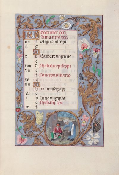 スペイン女王イザベラの時間：  フォル13r, December 作： Master of the First Prayerbook of Maximillian