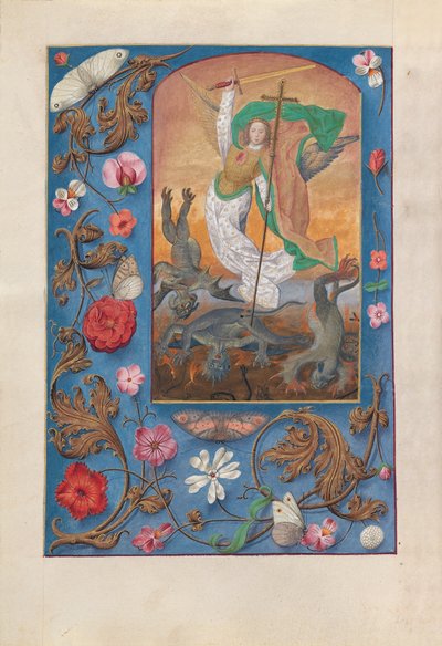 スペイン女王イザベラの時間：  フォル。167v, 聖ミカエル 作： Master of the First Prayerbook of Maximillian