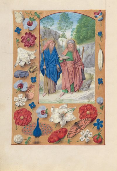 スペイン女王イザベラの時間：  フォル175v 聖フィリッポとヤコブ 作： Master of the First Prayerbook of Maximillian