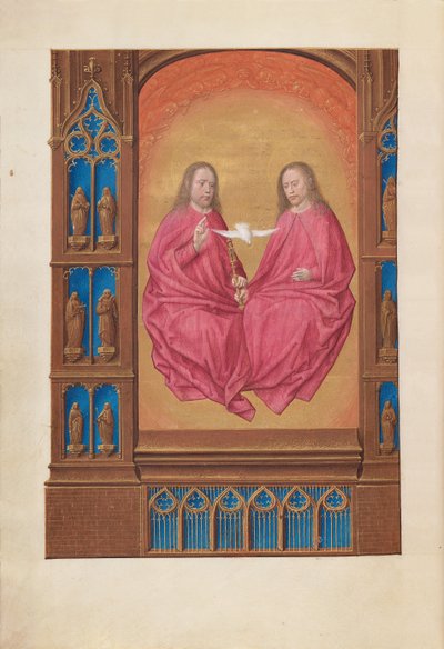 女王イザベラカトリック、スペイン女王の時間：フォル。 17v、三位一体、c。 1500。 作： Master of the First Prayerbook of Maximillian