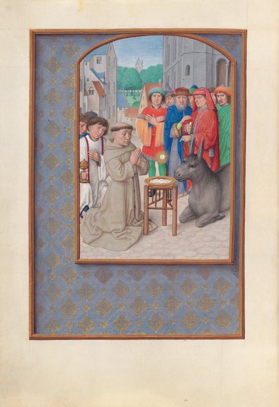 スペイン女王イザベラの時間：  フォル。187v, パドヴァの聖アンソニー 作： Master of the First Prayerbook of Maximillian