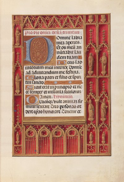 女王イザベラカトリック、スペイン女王の時間：フォル。 18r、c。 1500。 作： Master of the First Prayerbook of Maximillian