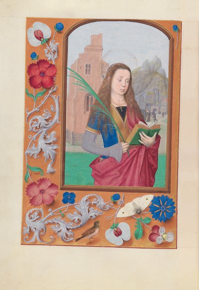 女王イザベラカトリック、スペイン女王の時間：フォル。 191v、セントバーバラ、c。 1500。 作： Master of the First Prayerbook of Maximillian
