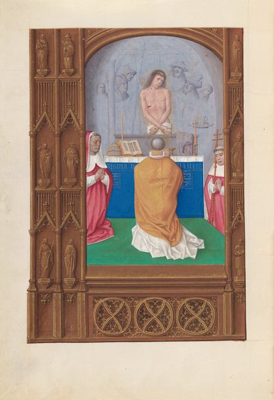 スペイン女王イザベラの時間：  フォル。264v, 聖グレゴリオのミサ 作： Master of the First Prayerbook of Maximillian