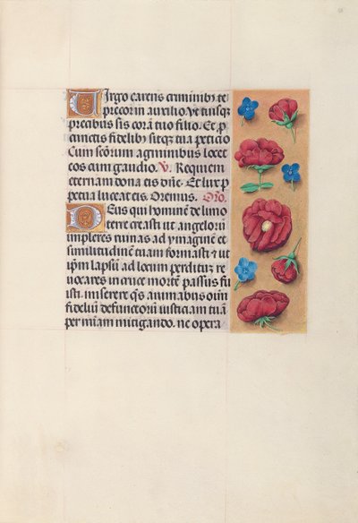 女王イザベラカトリック、スペイン女王の時間：フォル。 28r、c。 1500。 作： Master of the First Prayerbook of Maximillian