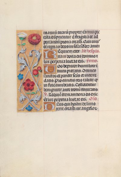 女王イザベラカトリック、スペイン女王の時間：フォル。 28v、c。 1500。 作： Master of the First Prayerbook of Maximillian