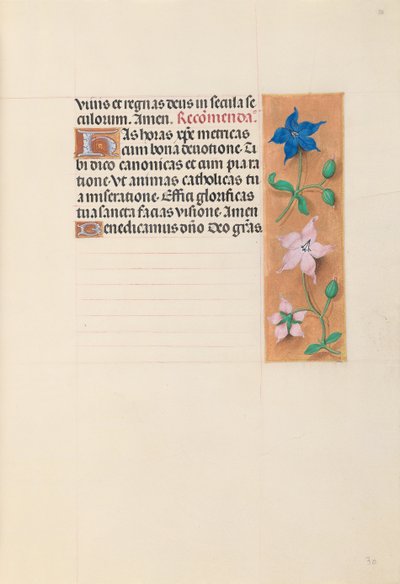 女王イザベラカトリック、スペイン女王の時間：フォル。 30r、c。 1500。 作： Master of the First Prayerbook of Maximillian