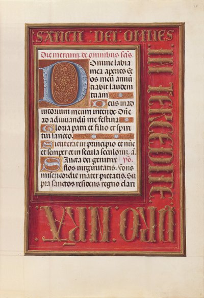 女王イザベラカトリック、スペイン女王の時間：フォル。 38r、c。 1500。 作： Master of the First Prayerbook of Maximillian