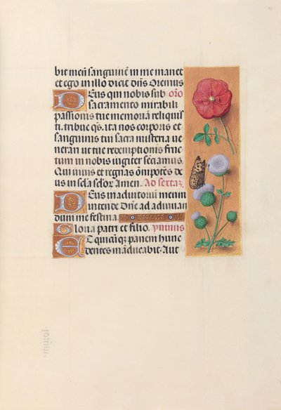 女王イザベラカトリック、スペイン女王の時間：フォル。 46r、c。 1500。 作： Master of the First Prayerbook of Maximillian