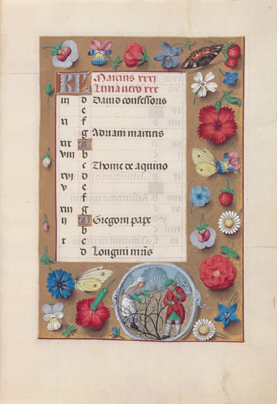 スペイン女王イザベラ女王の時間：フォル。 4月、3月、c。 1500。 作： Master of the First Prayerbook of Maximillian