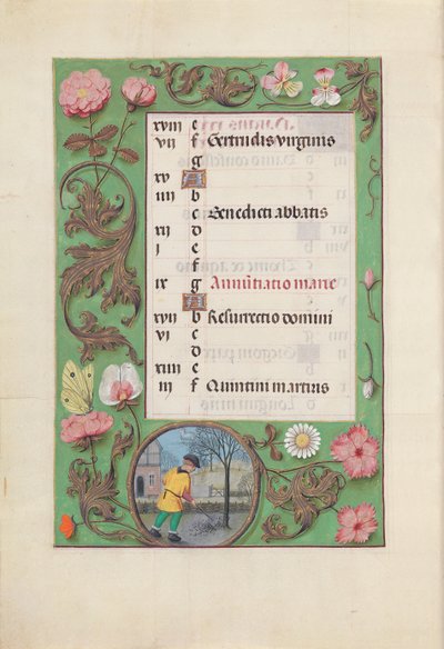 女王イザベラカトリック、スペイン女王の時間：フォル。 4 v、3月、c。 1500。 作： Master of the First Prayerbook of Maximillian