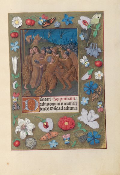 スペイン女王イザベラの時間：  フォル61r ユダの接吻 作： Master of the First Prayerbook of Maximillian