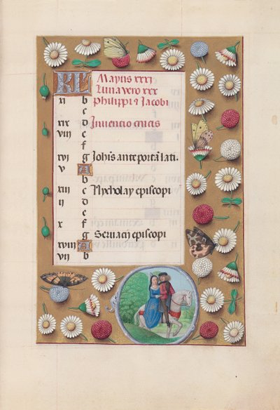 女王イザベラカトリック、スペイン女王の時間：フォル。 6月、5月、c。 1500。 作： Master of the First Prayerbook of Maximillian