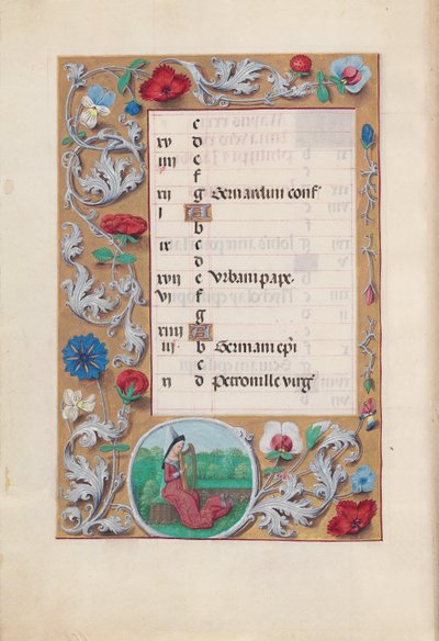 女王イザベラカトリック、スペイン女王の時間：フォル。 6v、5月、c。 1500。 作： Master of the First Prayerbook of Maximillian