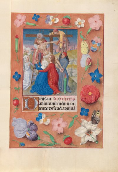 女王イザベラカトリック、スペイン女王の時間：フォル。 73r、十字架からの降下、c。 1500。 作： Master of the First Prayerbook of Maximillian