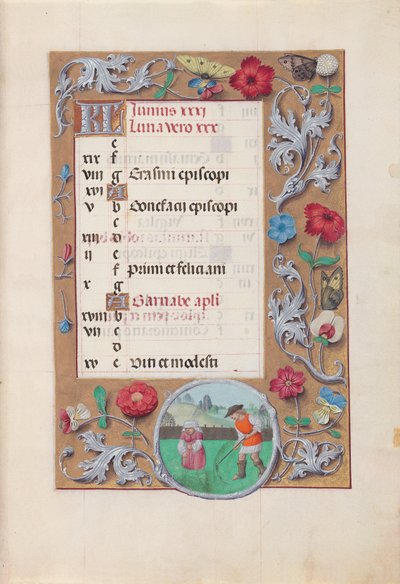 スペイン女王イザベラの時間：  フォル7r, June 作： Master of the First Prayerbook of Maximillian