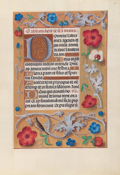 女王イザベラカトリック、スペイン女王の時間：フォル。 81r、c。 1500。 作： Master of the First Prayerbook of Maximillian