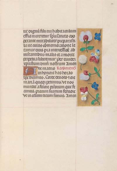 女王イザベラカトリック、スペイン女王の時間：フォル。 86r、c。 1500。 作： Master of the First Prayerbook of Maximillian