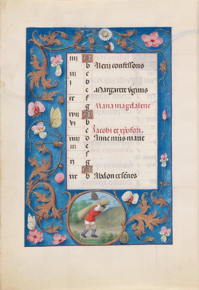 スペイン女王イザベラの時間：  フォル8v, July 作： Master of the First Prayerbook of Maximillian