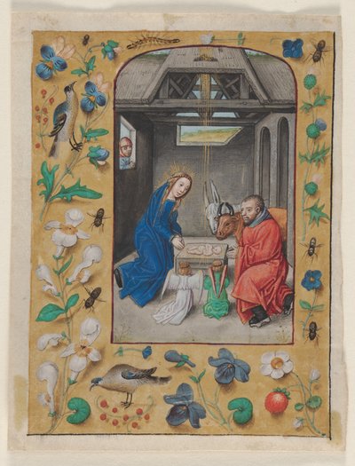 時の書から切り出された葉: 降誕 作： Master of the First Prayerbook of Maximillian