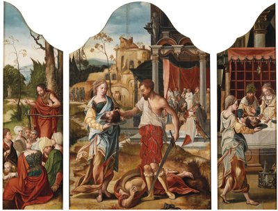 1530 年頃、洗礼者聖ヨハネの生涯の場面を含むトリプティク 作： Master of the Gent Adultress