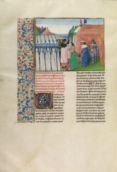 ユーリッヒ公爵を迎えるフランス国王シャルル6世 作： Master of the Getty Froissart