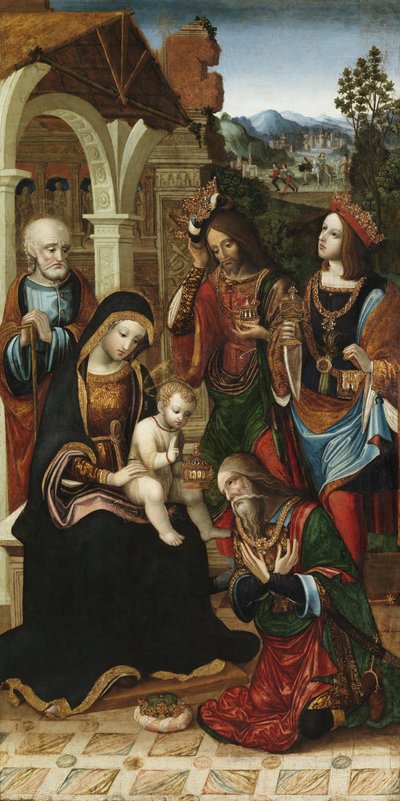 三王子の礼拝 1503-10年頃 油彩・パネル 作： Master of the Glasgow Adoration
