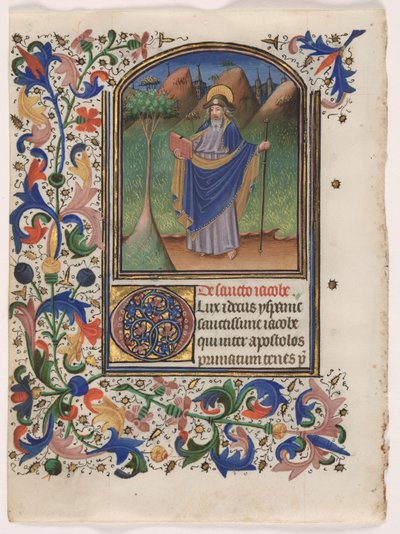 時間の書からのリーフ: Saint James the Great 作： Master of the Gold Scrolls