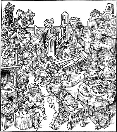 水銀と彼の子供たち。家の本のイラスト、1480年代 作： Master of the Housebook