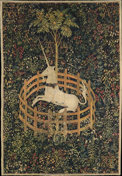 捕われの身のユニコーン、c。 1500 作： Master of the Hunt of the