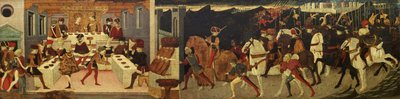 馬に乗って、そして宴会でのアラティエルの物語（パネル） 作： Master of the Jarves Chest
