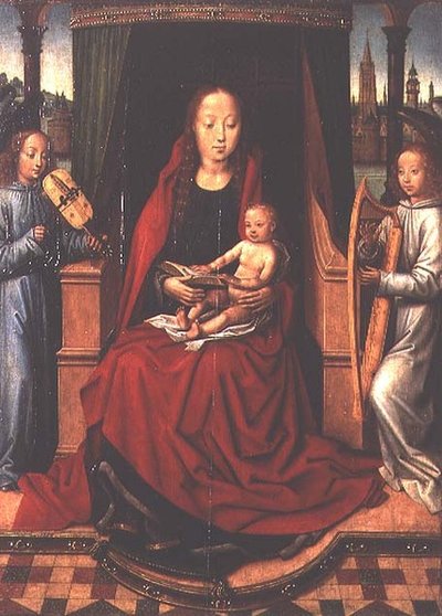 聖母子像と2人の音楽の天使 作： Master of The Legend of St. Lucy