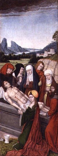 The Entombment (パネルにグリザイユオイル) 作： Master of the Legend of St. Ursula (circle)