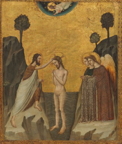 キリストのバプテスマ、1330/1340年頃（パネル上のテンペラ） 作： Master of the Life of Saint John the Baptist