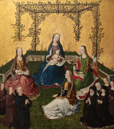 薔薇棚の幼子を抱く聖母 (Maria mit dem Kind in der Rosenlaube) 1470年頃 作： Master of the Life of Virgin Mary