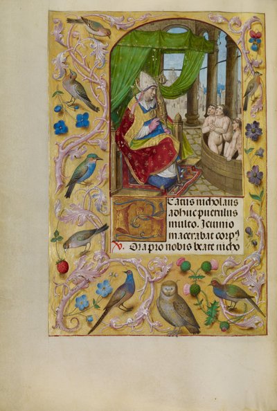 浴槽から3人の若者を救出する聖ニコラス 作： Master of the Lübeck Bible