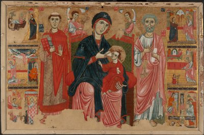 聖レオナルドと聖ペテロに即位した聖母子と聖ペテロの生涯の場面 作： Master of the Magdalen