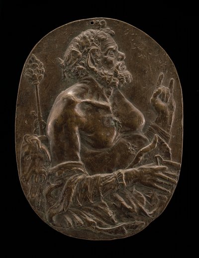 15世紀後半から16世紀初頭のサテュロス。 作： Master of the Martelli Mirror