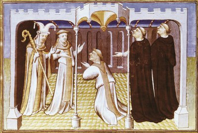ネストリウス派以前の兄弟リコルド・ダ・モンテ・ディ・クローチェ - RICOLDO DA MONTE DI CROCE (1242-1320)。イタリアのドミニコ会修道士、イスラムの偉大な専門家。ネストリウス派以前の修道士リコルド・ダ・モンテ・ディ・クローチェ。マザリンの巨匠の作品 作： Master of the Mazarine
