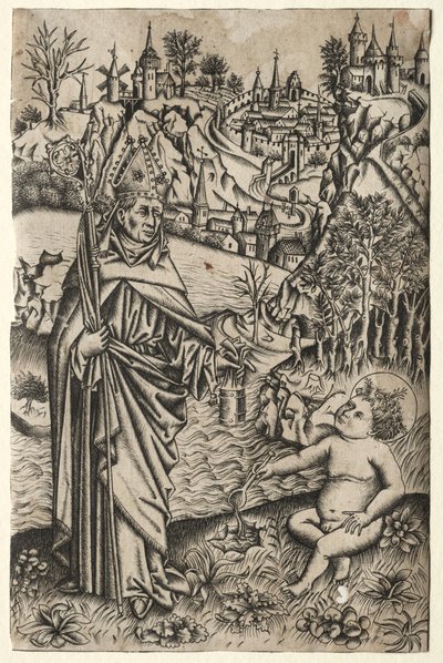 セントオーガスティンと海辺の子供c。 1465-1469。 作： Master of the Nuremberg Passion